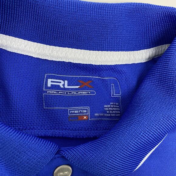 RLX Ralph Lauren‎ Mens Large Solid Blue Short Sleeve Golf Polo Shirt - Picture 2 of 6